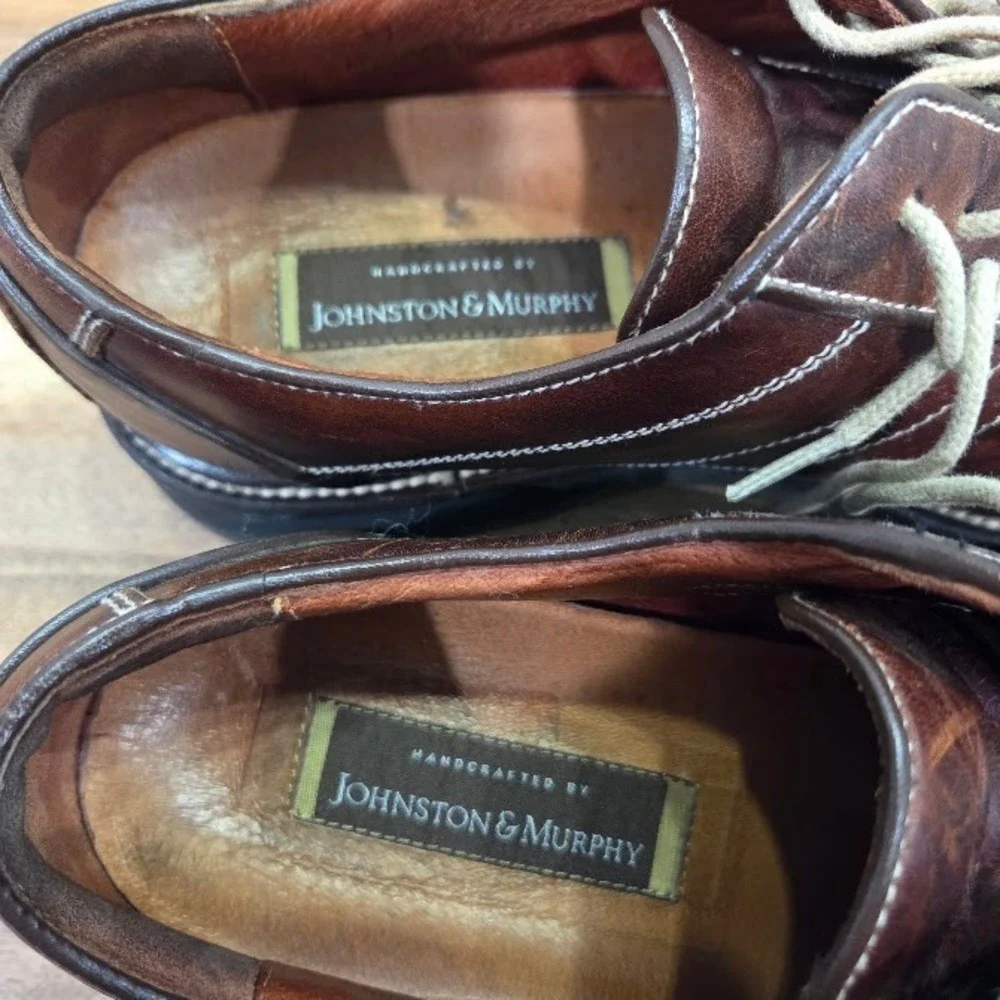 Johnston Murphy Oxfords Men's 12 M Brown Leather Lace Up Dress Casual Shoes